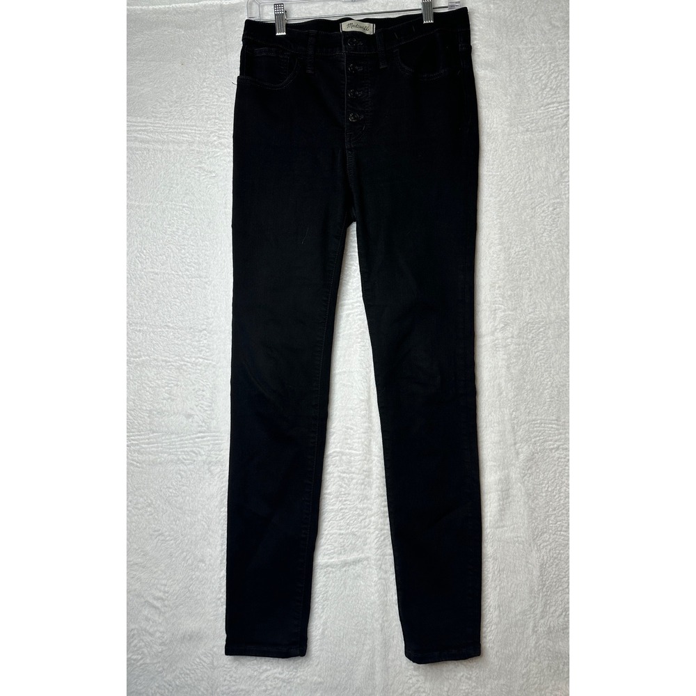 Madewell 9 Mid-Rise Skinny Jeans Black Button Fly Denim Pants Size 28
